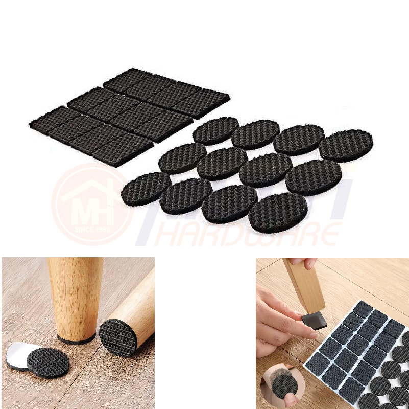 Non-Slip Rubber Furniture Feet Pads Self Adhesive Round / Square (12 Pcs)
